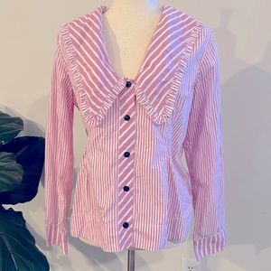 Ganni Sz Med Pink Striped Top